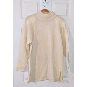 JPO by Jeanne‎ Pierre Angora Blend Tunic Sweater Mock Neck Ivory Small